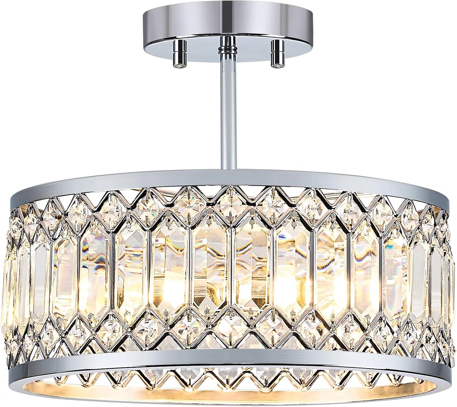 New Arrivals Crystal Black Ceiling Light, Modern Semi Flush Mount Ceiling Lighting Fixture - Image 8