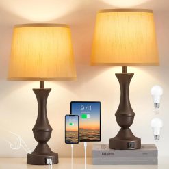 Alternative view of Luvkczc Table Lamp Set of 2, 19 Farmhouse Vintage Bedside Lamps for Living Room & Bedroom bifanuoyard