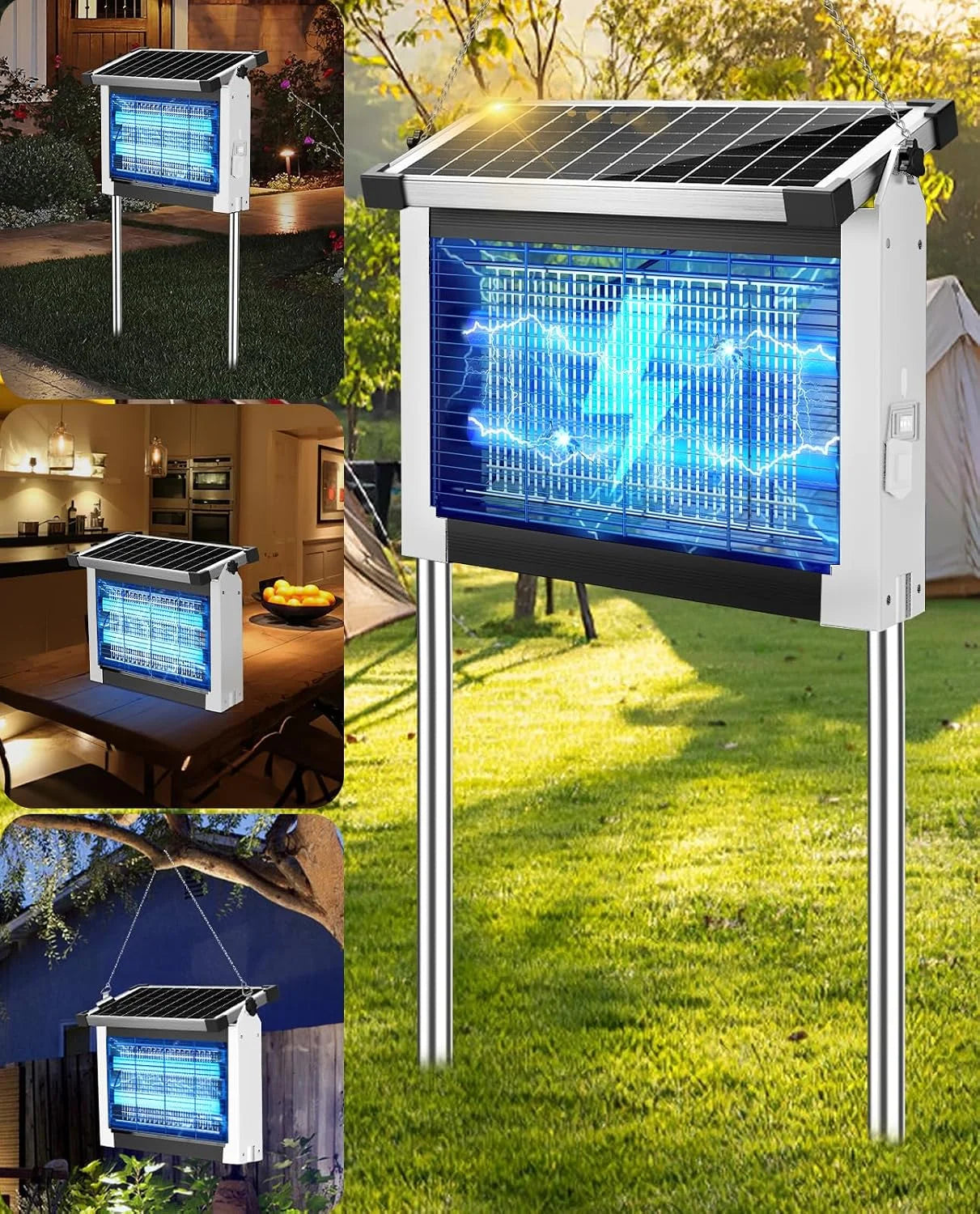 Solar Bug Zapper Outdoor, PhatroyYee Mosquito Zapper 4500V, Waterproof Portable Fly Zapper, Rechargeable Electric bifanuoyard - Image 2