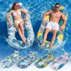 4 Pack Inflatable Heavy Duty Pool Floats Lounger, Giant Pool Floats Adult Size with Backrest & Footrest bifanuoyard