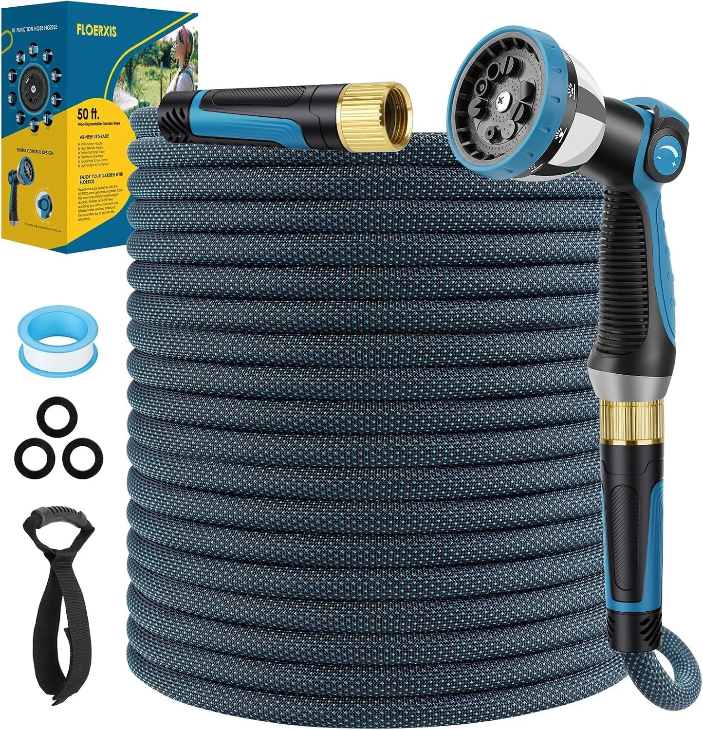 New Arrivals Non-Expandable Garden Hose 100 FT, Lightweight Hose with 10 Function Spray Nozzle, 360° Swivel Connectors - Image 12