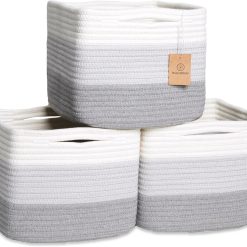 Alternative view of NaturalCozy Storage Cubes 9”x9”x7”Cotton Rope Woven Baskets for Organizing 3-Pack, 9 Inch Cube Storage Bin, Small bifanuoyard