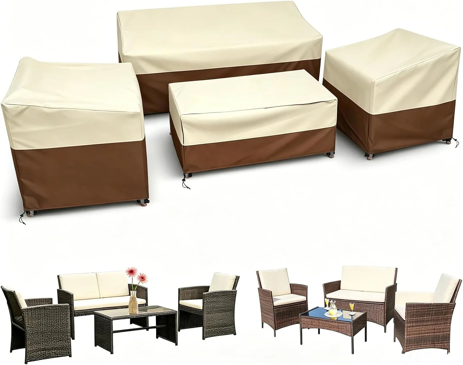 New Arrivals STARTWO Patio Furniture Cover 4 Piece Set, Black, Regular - Image 3