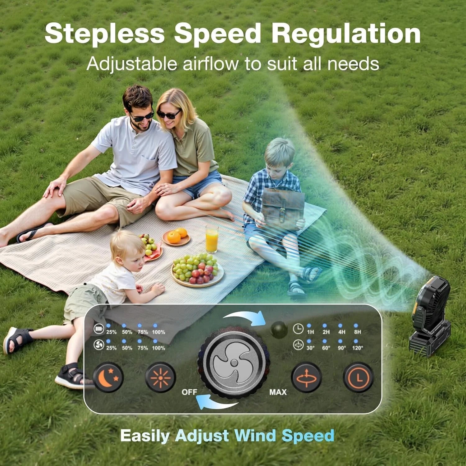 OGERY Portable Fan Rechargeable, 30000mAh Camping Fan for Tent, RV & Outdoor with Up to 322H Runtime bifanuoyard - Image 6