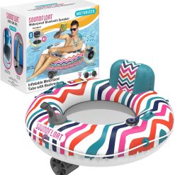 Living Motorized Inflatable Pool Float Lounger Tube, Bluetooth 5 IPX7 Waterproof Speaker, 66W Motor