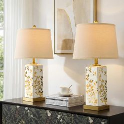 Vortether 20.5 Small Bedside Lamps Set of 2 with 5FT Cord, Green Ceramic Modern Farmhouse Table Lamps for Nightstand bifanuoyard