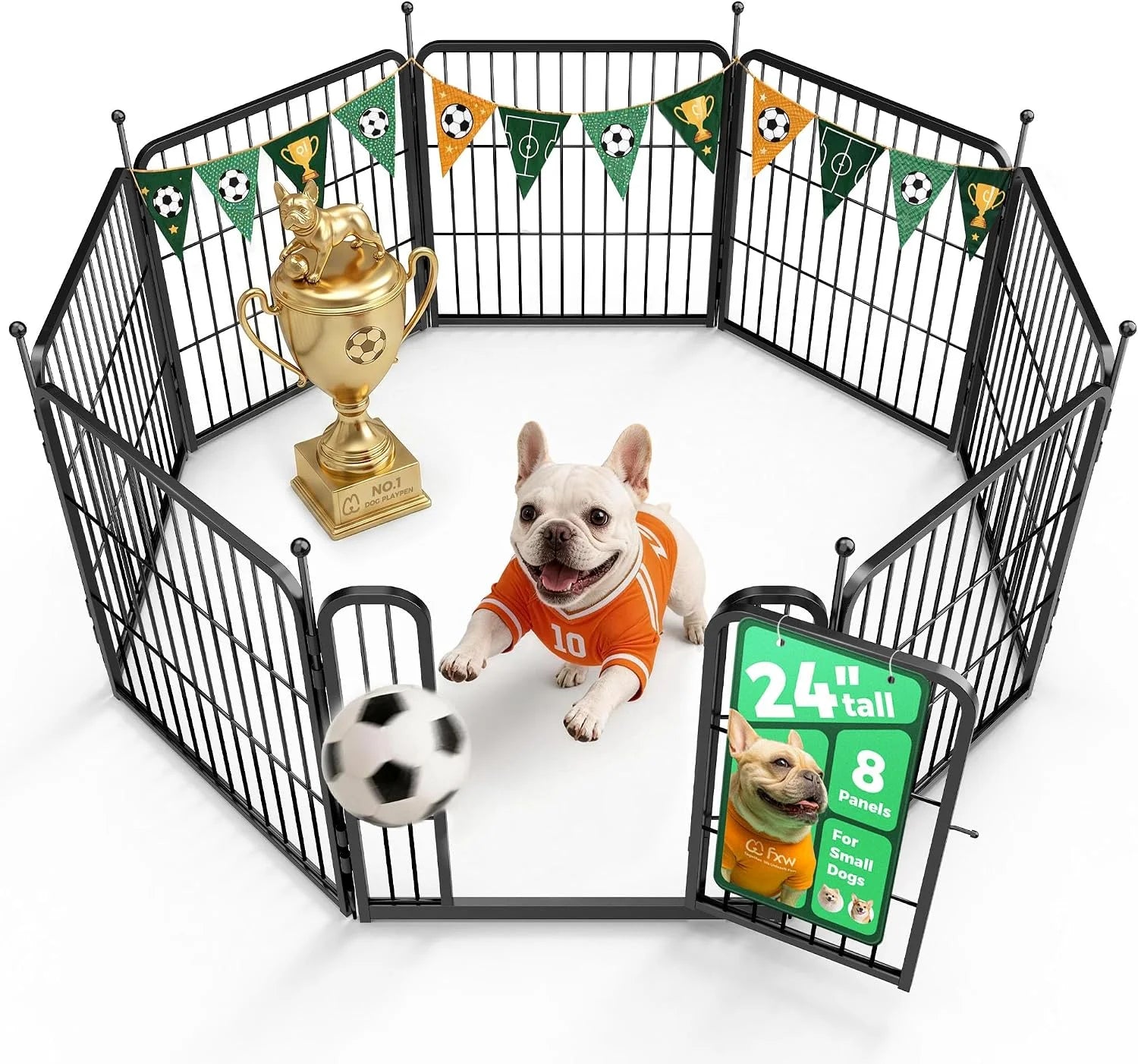 New Arrivals Rollick Dog Playpen, Indoor, 24 H, 8 Panels - Image 55