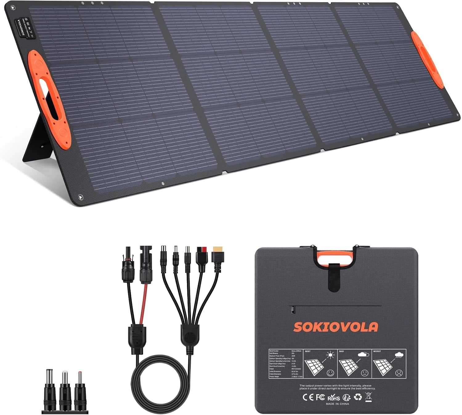 SOKIOVOLA N-Type 16BB 220W Portable Solar Panel for EF/Jackery/Bluetti/Anker Power Station, IP68 Waterproof Foldable bifanuoyard - Image 4