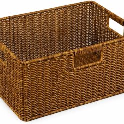 Alternative view of New Arrivals Wicker Basket, Water Hyacinth Wicker Storage Organizing Basket, Rectangular Basket for Shelves, Rattan
