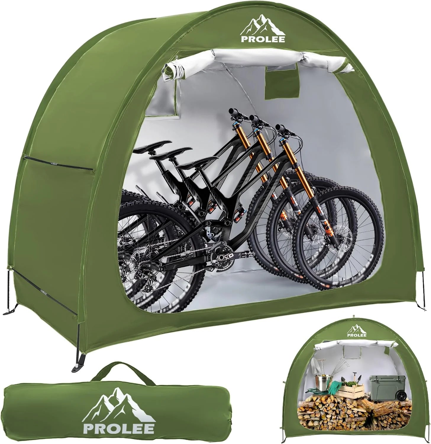 New Arrivals PROLEE Bike Shed 6.6FT, Waterproof Oxford Fabric Storage Tent for 2 Bikes, Outdoor Storage with Window Design, Black