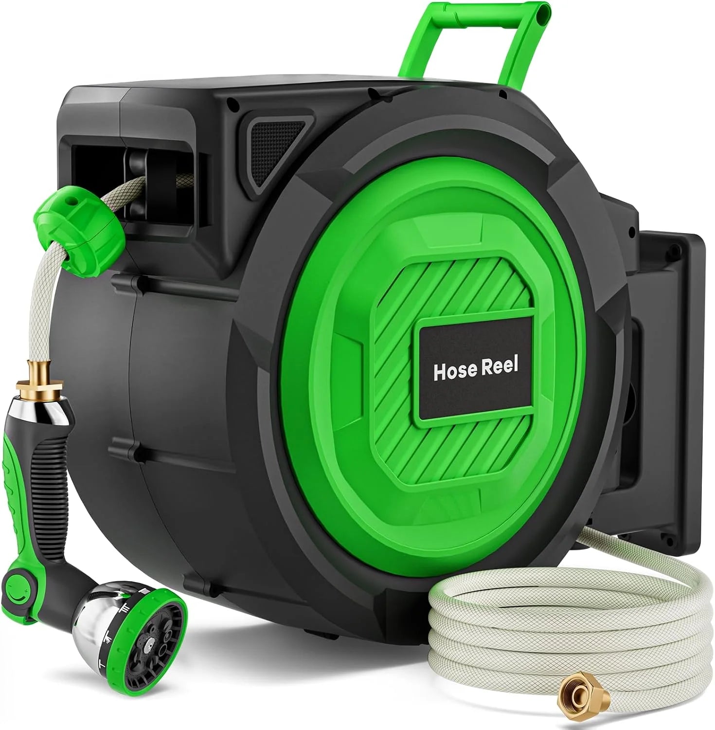 New Arrivals Garden Hose Reel, 1/2 in x 100 ft Automatic Slow Rewind System & Any Length Lock, Heavy Duty Wall-Mounted