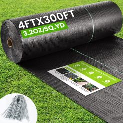 Alternative view of New Arrivals 4FTX300FT Weed Barrier Fabric, 3.2oz Landscape Fabric, Durable Weed Barrier Fabric Heavy Duty with 20 U-Shaped