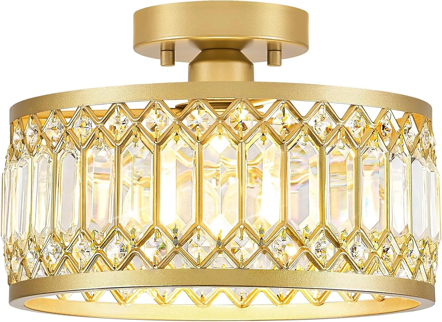 New Arrivals Crystal Black Ceiling Light, Modern Semi Flush Mount Ceiling Lighting Fixture