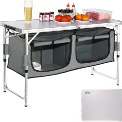 Alternative view of New Arrivals Camping Kitchen Station, 3 Adjustable Height Folding Outdoor Camp Cooking Table with Storage Organizer