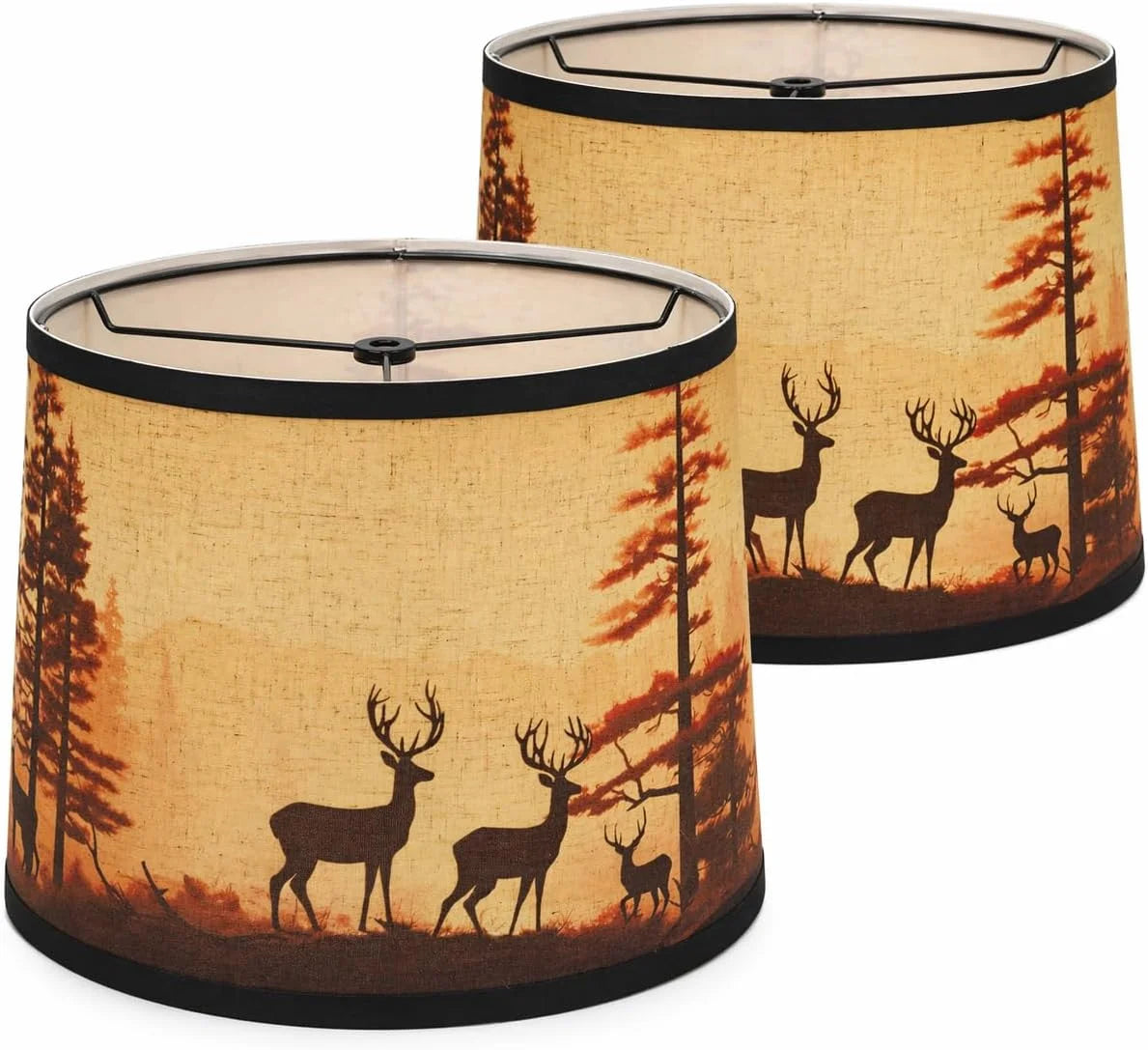 Rustic Deer Printed Empire Lamp Shades Set of 2 bifanuoyard - Image 2