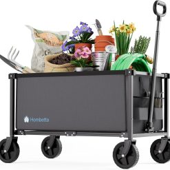 New Arrivals HOMBETTA 29.3 Collapsible Wagon Cart, 150L Heavy Duty Folding Utility Wagon with Wheels, 260 lbs Load