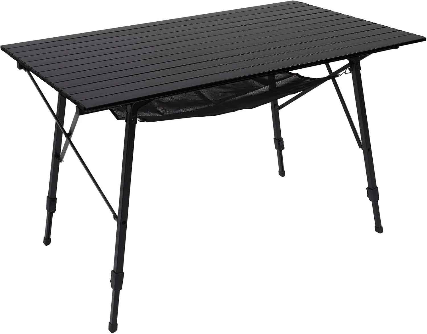 New Arrivals Outdoor Folding Portable Picnic Camping Table with Adjustable Height Aluminum Roll Up Table Top Mesh Layer