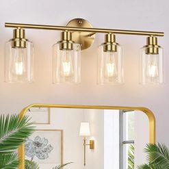 Alternative view of Zarbitta 3-Light Bathroom Light Fixtures, 17.23 Black Modern Vanity Lights with Clear Glass Shade bifanuoyard
