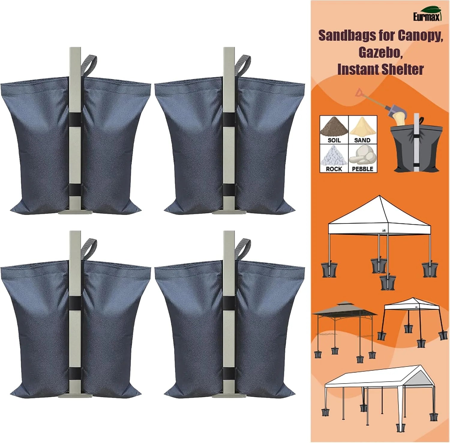 New Arrivals USA 125LBS 4-Pack Universal Canopy Weights, Secure Wind Protection to Prevent Tipping - Image 8