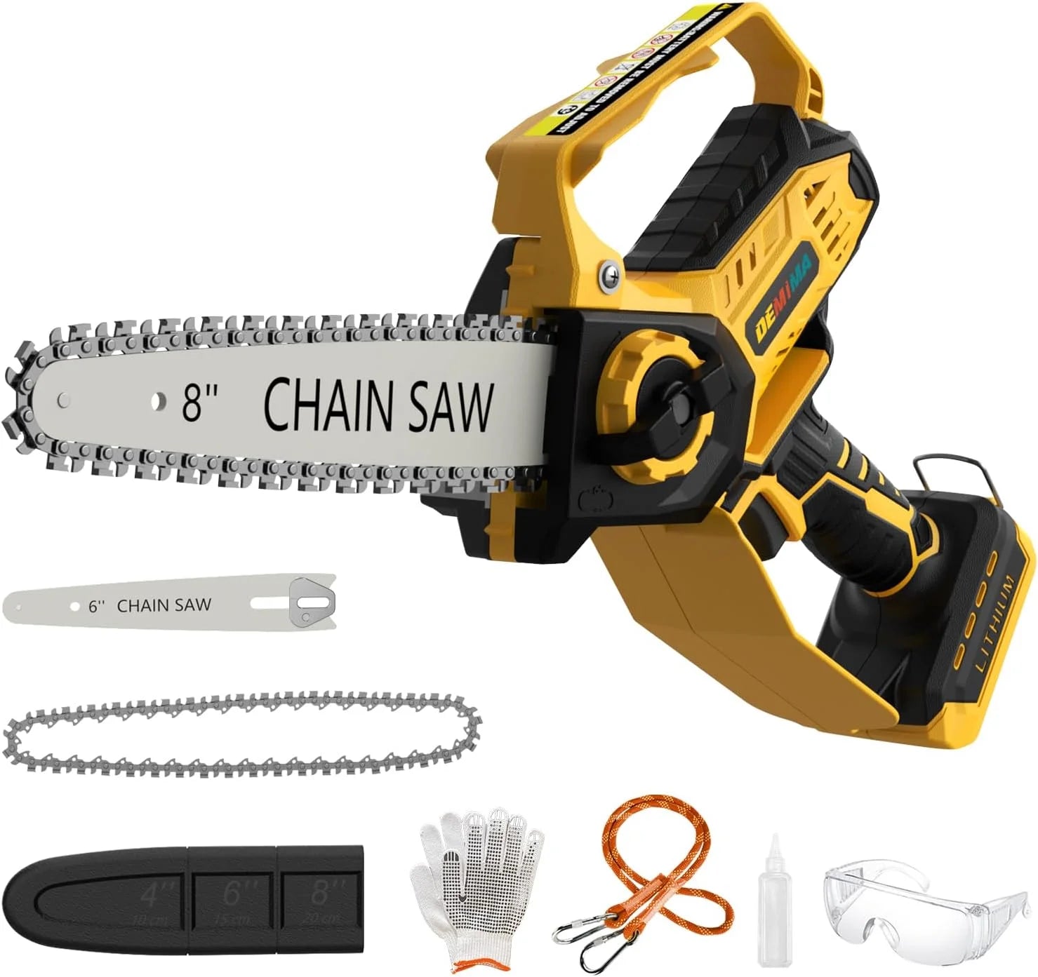 Chainsaw for Milwaukee Battery, 8-Inch and 6-Inch 2-in-1 Cordless Electric Chainsaw with Brushless Motor and Auto-Oiler