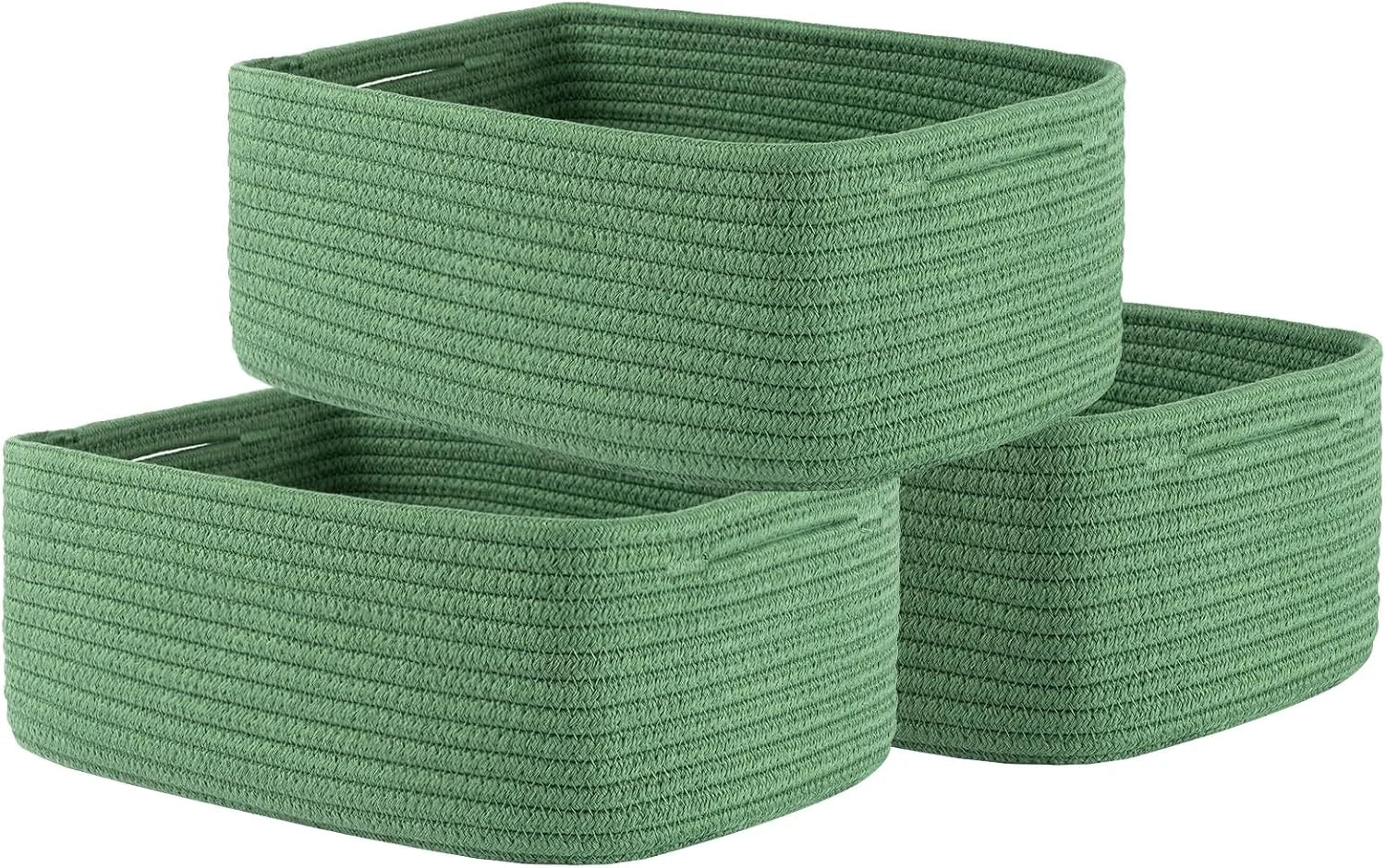 New Arrivals Woven Storage Organizing Basket, 12 x 8 x 4.5 inch, 3 Pack, Shelf baskets for closet organization