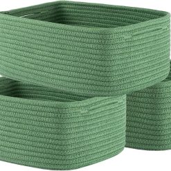 New Arrivals Woven Storage Organizing Basket, 13.5×9.5×5 inches, 3 Pack, Shelf baskets for closet organization