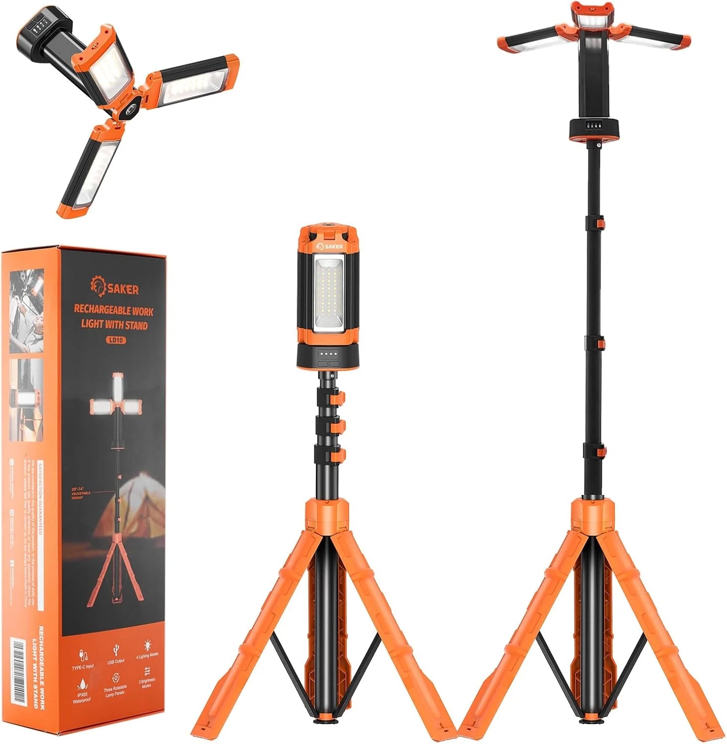 New Arrivals Portable Camping Light with Stand 12000mAh 73.2 Rechargeable Work Light 3200 Lumen Camp Lanterns with Bag