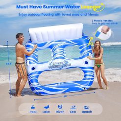 Alternative view of Inflatable Pool Floats Adults, Large Pool Lounger Chair Floaties with Cup Holders Backrest Footrest