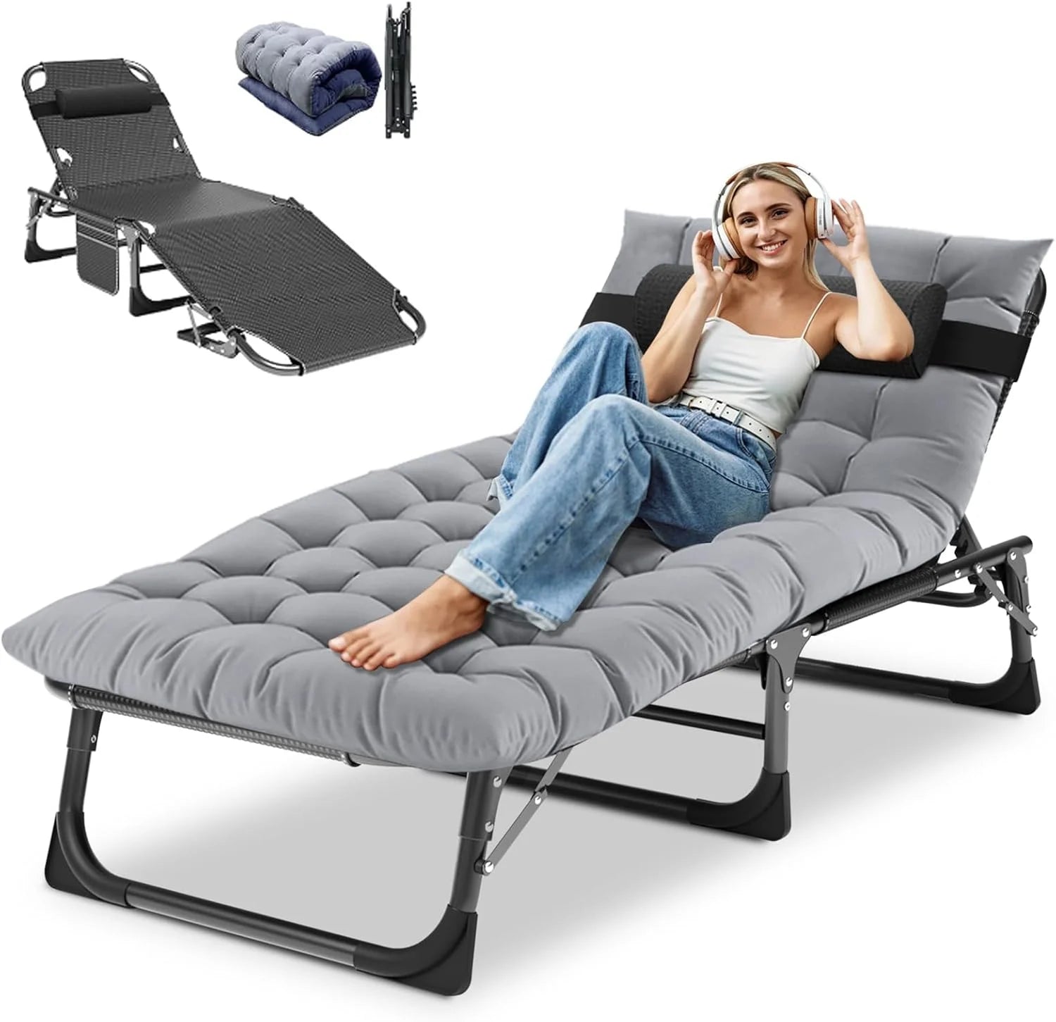 DoCred Heavy Duty Chaise Lounge Chair, Adjustable 5-Position Folding Chaise Lounge Chairs for Outside bifanuoyard - Image 12