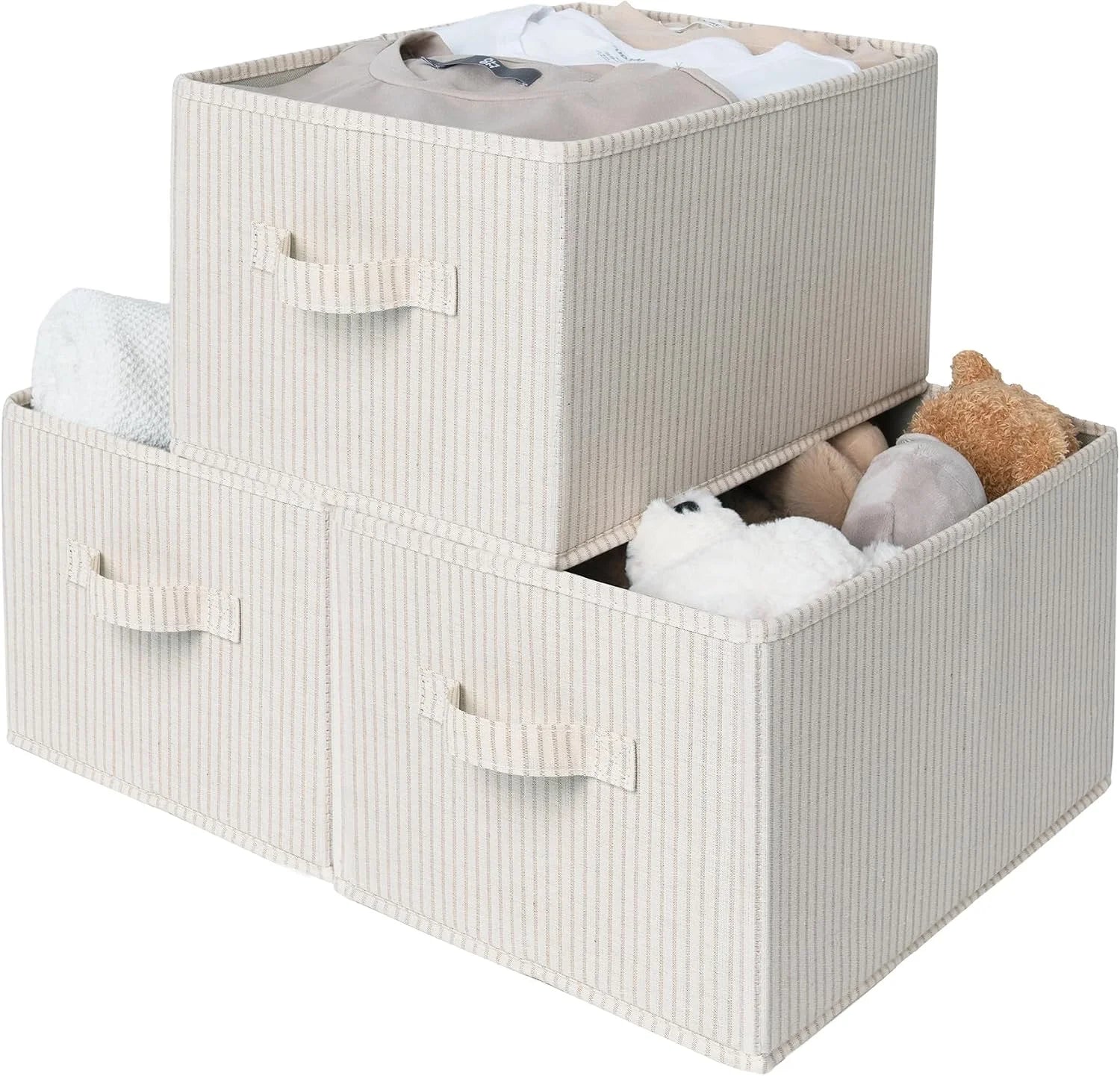 StorageWorks Fabric Storage Bins with Rope Handles, Beige, Extra Large, Collapsible Closet Storage Bins, Closet bifanuoyard - Image 13