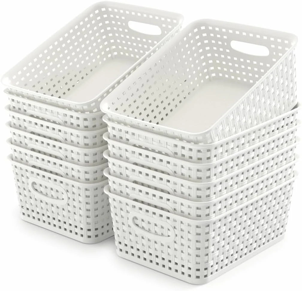New Arrivals Organizer Baskets, Grey 6-Pack Plastic Woven Baskets, 10.1 x 7.55 x 4.1 - Image 12