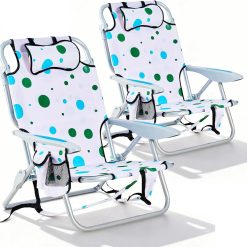Alternative view of New Arrivals 2 Pack Lightweight Portable Camping Beach Chair for Adults, Outdoor Lay Flat Folding Beach Chairs with 5