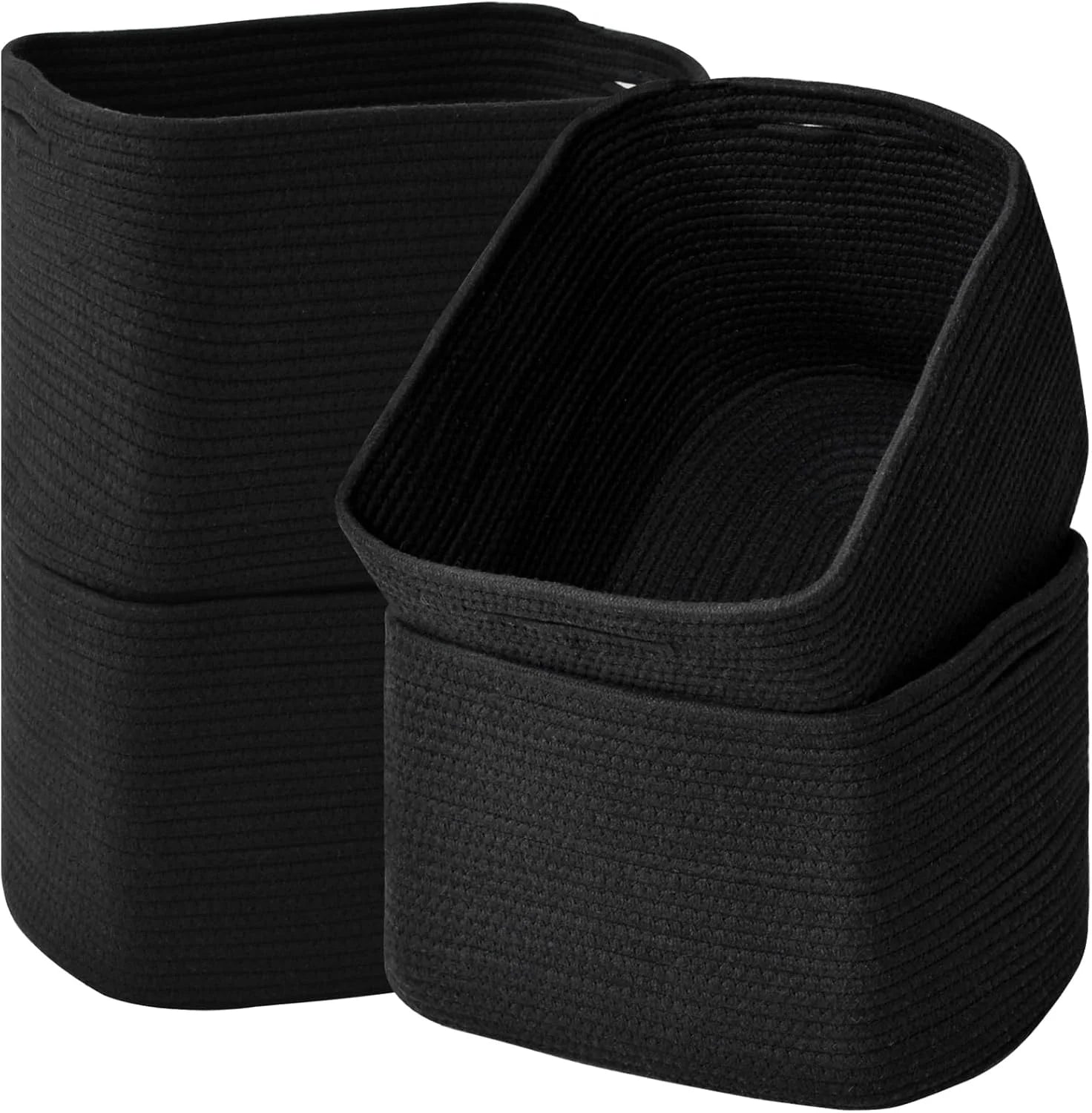 New Arrivals Baskets for Organizing 12.5×9.1×7.9 (4 Packs) Off White, Storage Bin for Shelves, Woven Cotton Rope Basket - Image 3