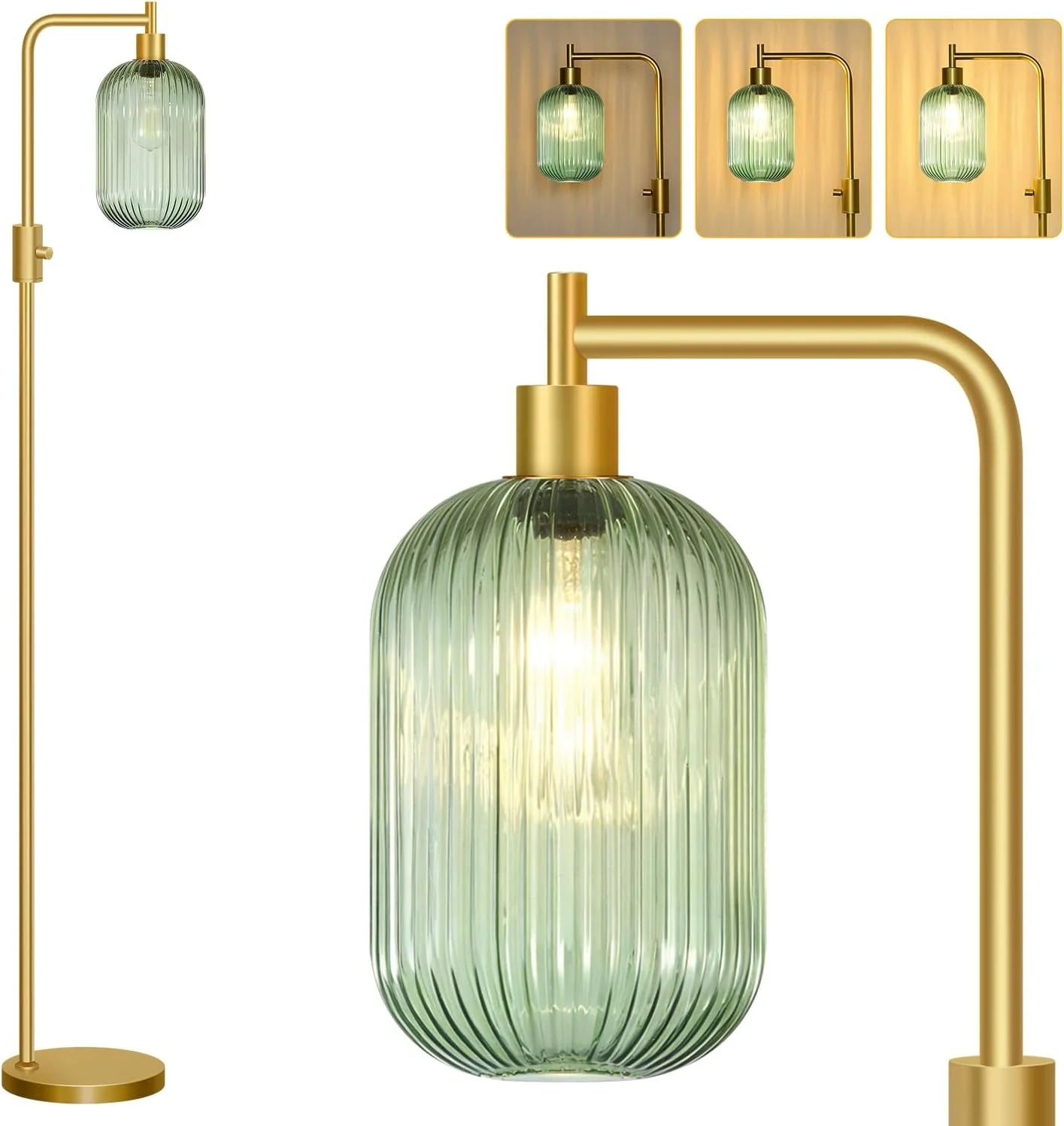 Dimmable Floor Lamp for Living Room with Clear Glass Lampshade, Bulb Included, 900LM, Arc Standing Tall Lamp for Bedroom bifanuoyard - Image 18