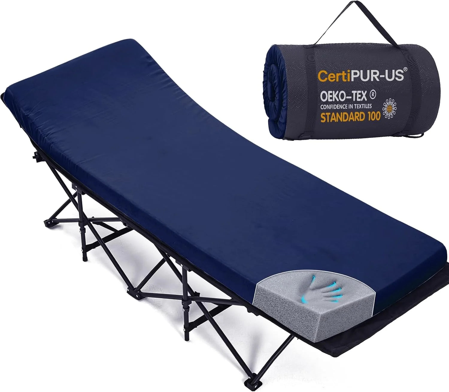CYMULA Camping Cot Pad 2 Inch Memory Foam, Camping Pad for Folding Cot and Foldable Cot, Portable Roll Up Camp Gear for bifanuoyard - Image 4