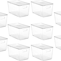 Alternative view of Clear Stackable Storage Bins with Lids and Handles, Large, BPA-free Plastic, Organize Vertically
