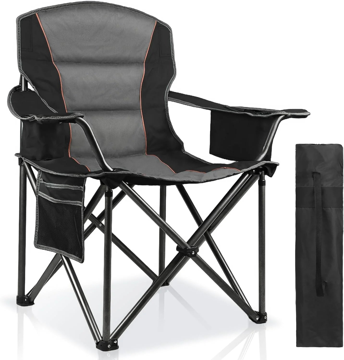 New Arrivals 2 Pack Padded Oversized Camping Chairs for Adults, Heavy Duty Support 400 Lbs, Folding Portable Lawn Chair - Image 10