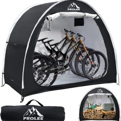 Alternative view of New Arrivals PROLEE Bike Shed 6.6FT, Waterproof Oxford Fabric Storage Tent for 2 Bikes, Outdoor Storage with Window Design, Black