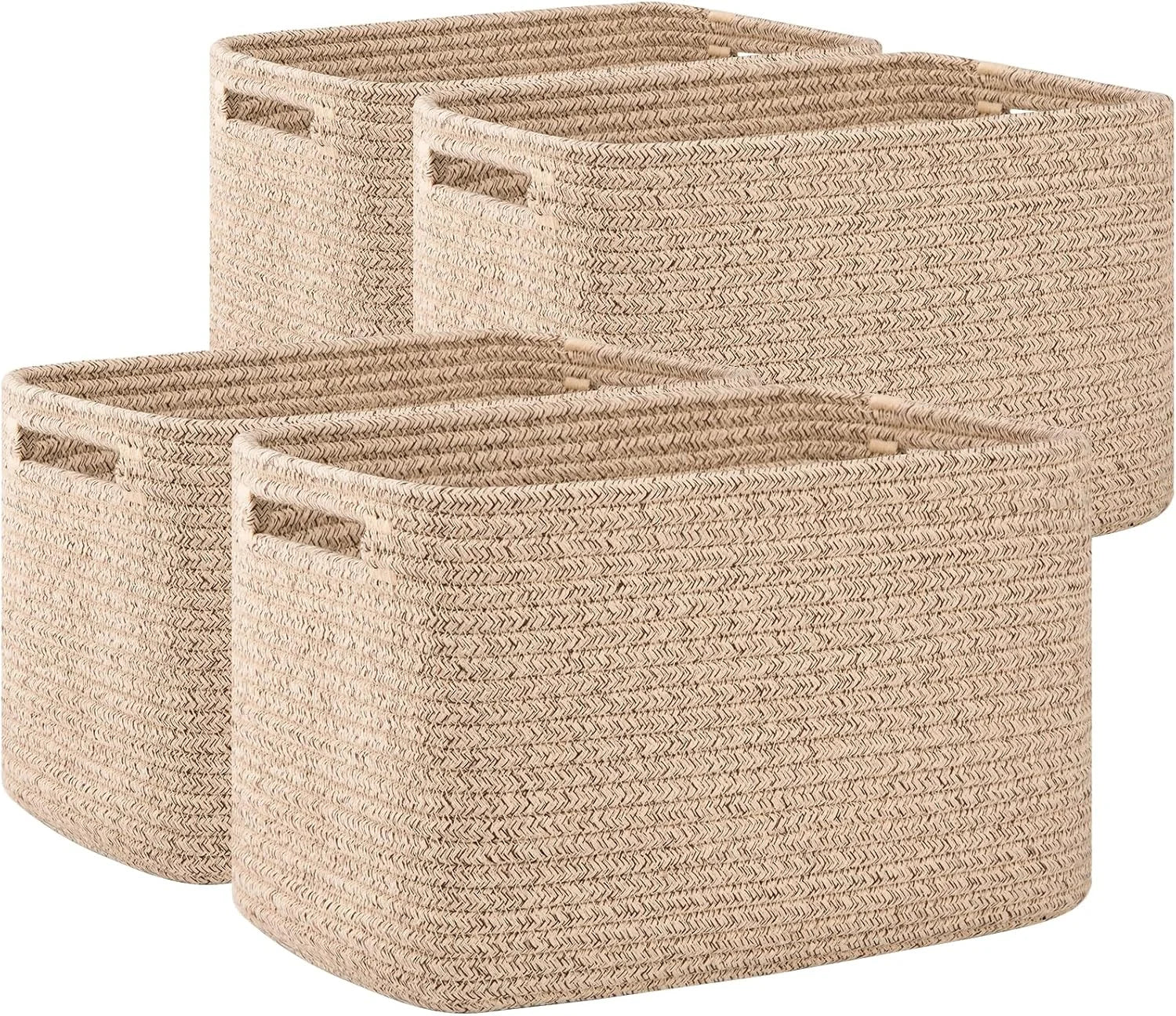 4 Pack Storage Baskets for Organizing, Cube Storage Bins for Shelves, Rectangle Storage Baskets With Handles bifanuoyard - Image 5