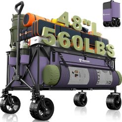 Alternative view of New Arrivals HIKEMOON 48" Extra Large Collapsible Wagon with Big Wheels, 300L Black, 560LBS Heavy Duty bifanuoyard