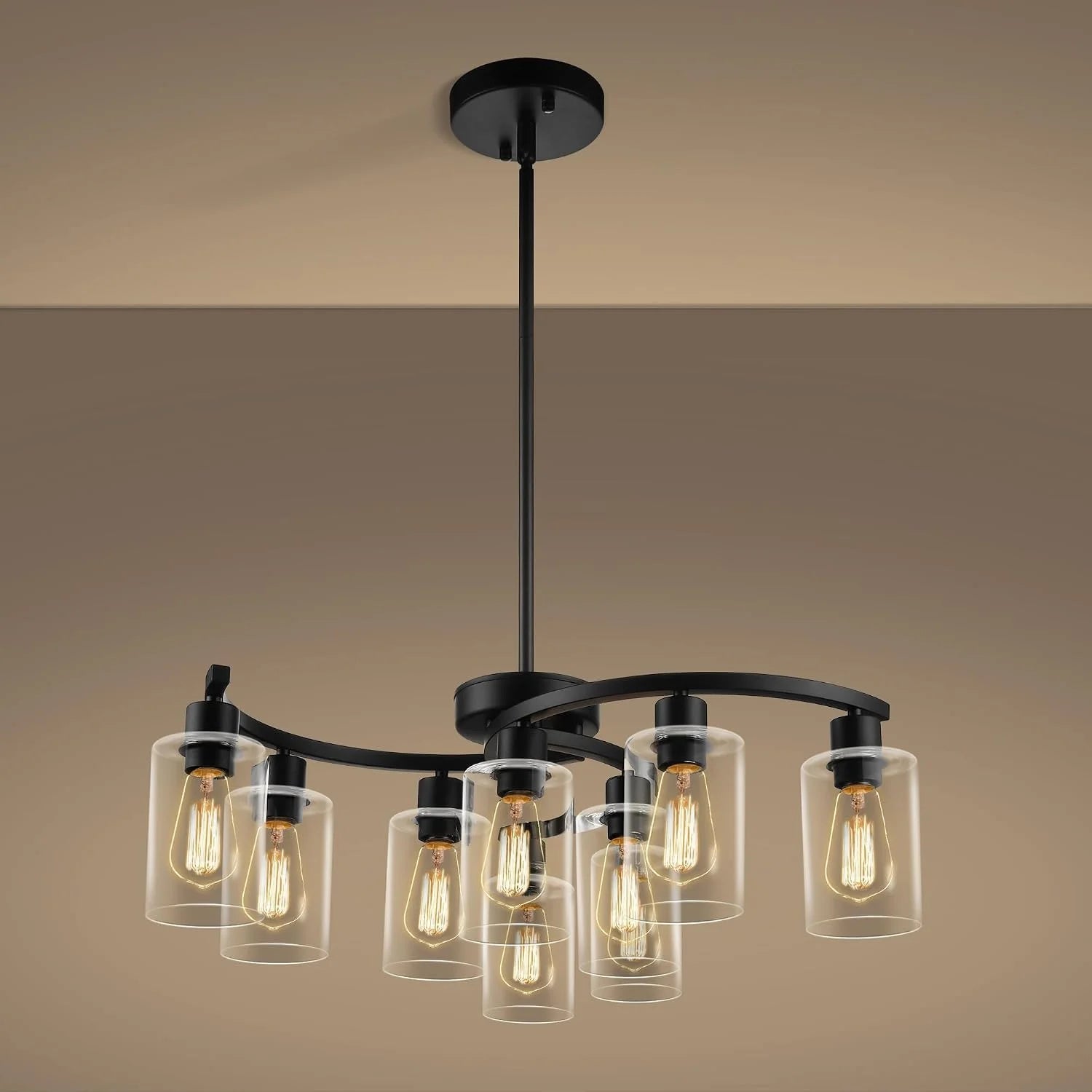 New Arrivals 6-Light Modern Farmhouse Black Chandelier, Adjustable Height Hanging Industrial Pendant Lights Kitchen Island - Image 3