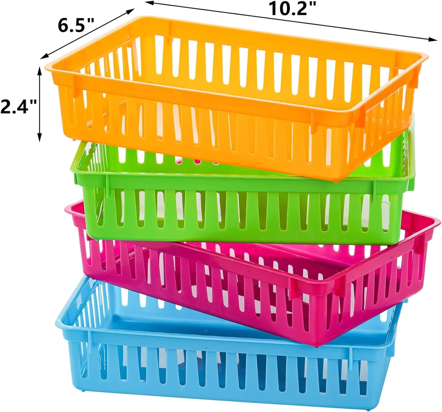 New Arrivals Classroom Storage Baskets Bins, Small Plastic Organizer Basket, Colorful Storage Trays, Crayon Pencil - Image 4