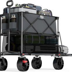 New Arrivals TIMBER RIDGE 400L Folding Double Decker Wagon with Brakes, 54 Extra Long