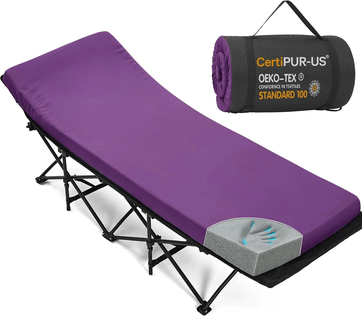 CYMULA Camping Cot Pad 2 Inch Memory Foam, Camping Pad for Folding Cot and Foldable Cot, Portable Roll Up Camp Gear for bifanuoyard - Image 2