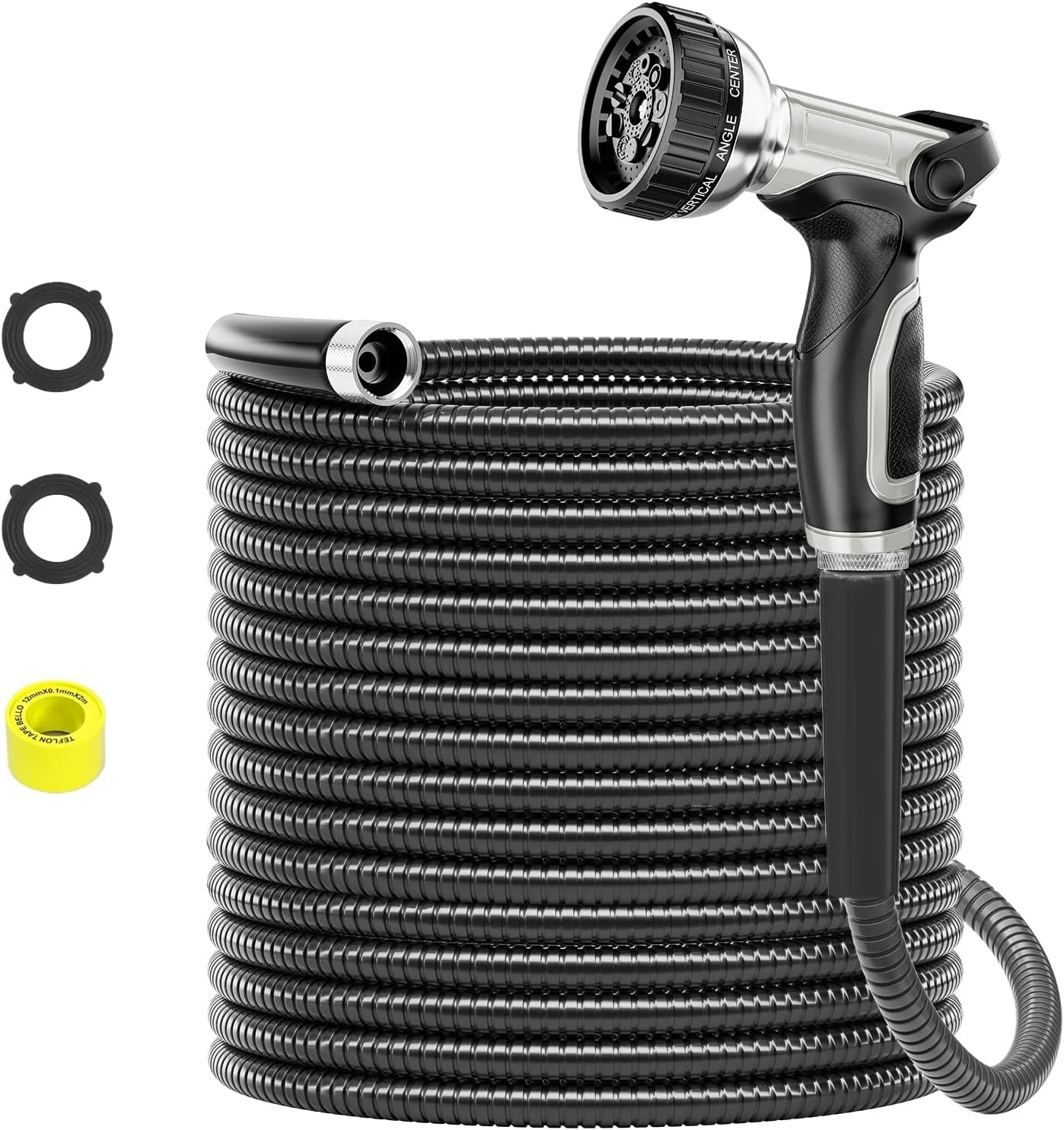 New Arrivals 100ft 304 Stainless Steel Garden Hose Metal, Heavy Duty Water Pipe with Nozzles for Yard - Image 3