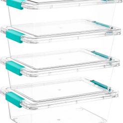 4 Pack 6 Qt Plastic Storage Bins with Lids, Clear Sensory Bins, Stackable Containers for Organizing School & bifanuoyard