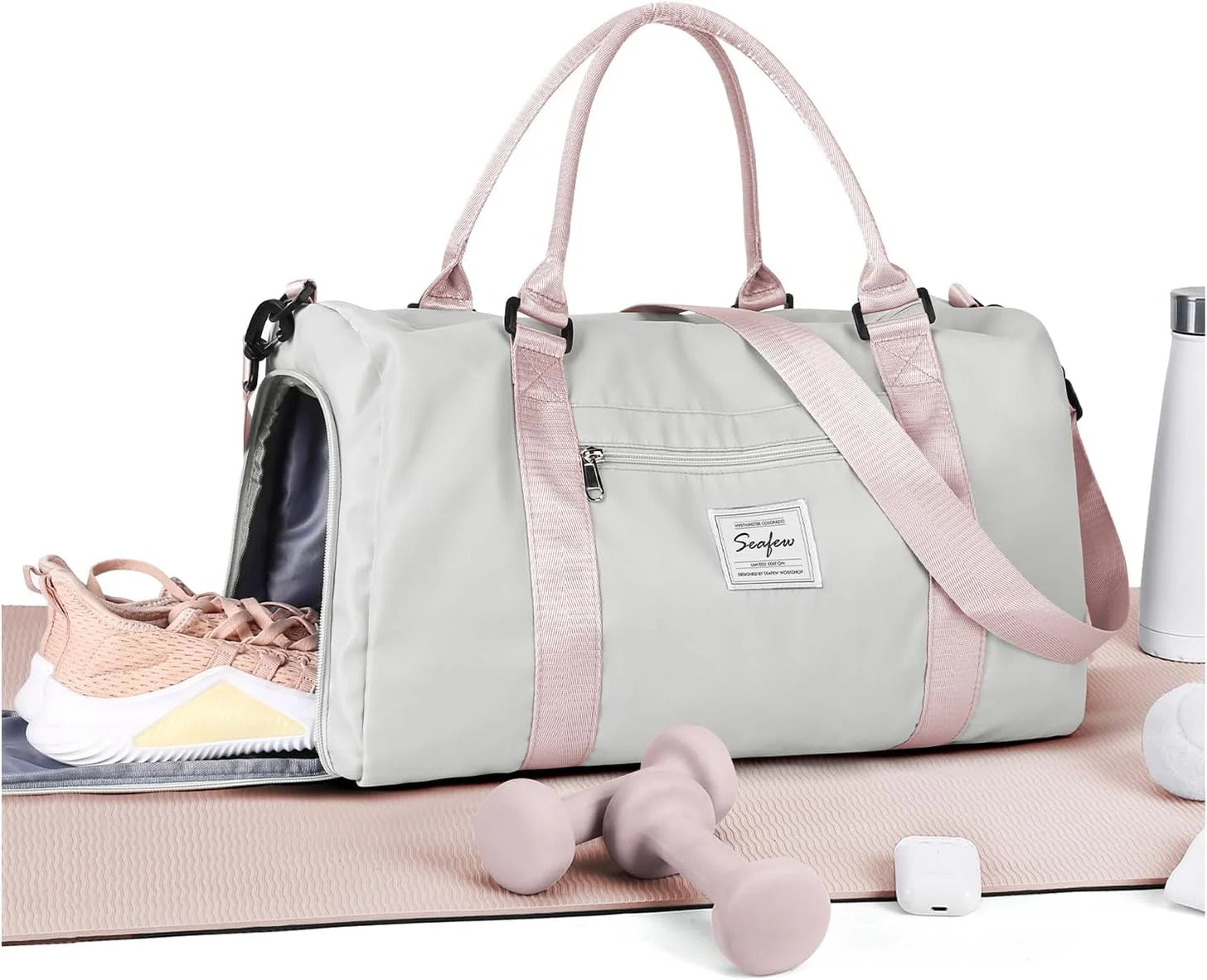 Bag Womens Mens with Shoes Compartment and Wet Pocket Travel Duffel Bag for Women for Plane Sport Gym Tote Bags Swimming Yoga - Image 5