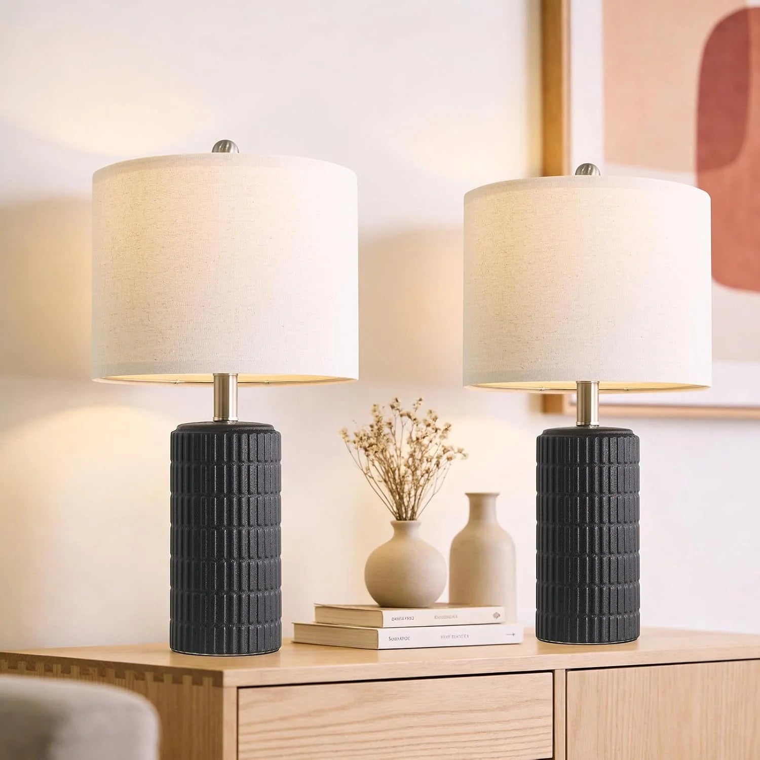PoKat 20.75" Small Modern Ceramic Table Lamps Set of 2 bifanuoyard - Image 5