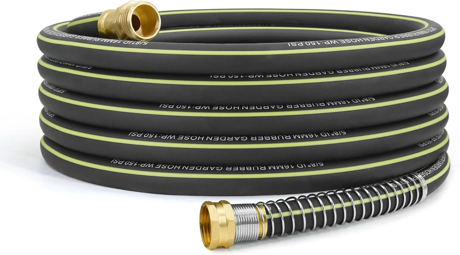 New Arrivals Lightweight Rubber Garden Hose 100 ft, 5/8 Hybrid Rubber Hose with Solid Brass Fitting