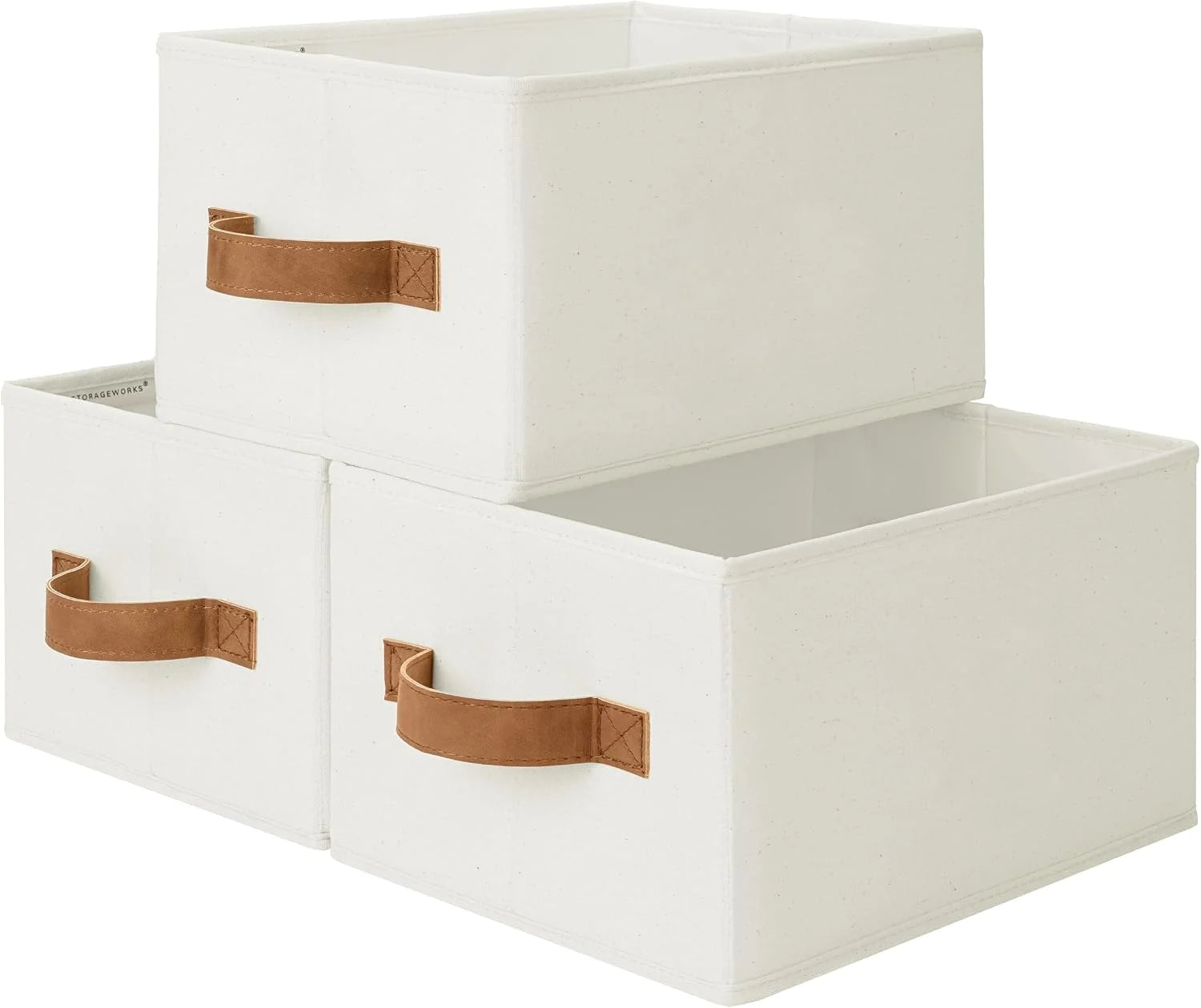 StorageWorks Fabric Storage Bins with Rope Handles, Beige, Extra Large, Collapsible Closet Storage Bins, Closet bifanuoyard - Image 16